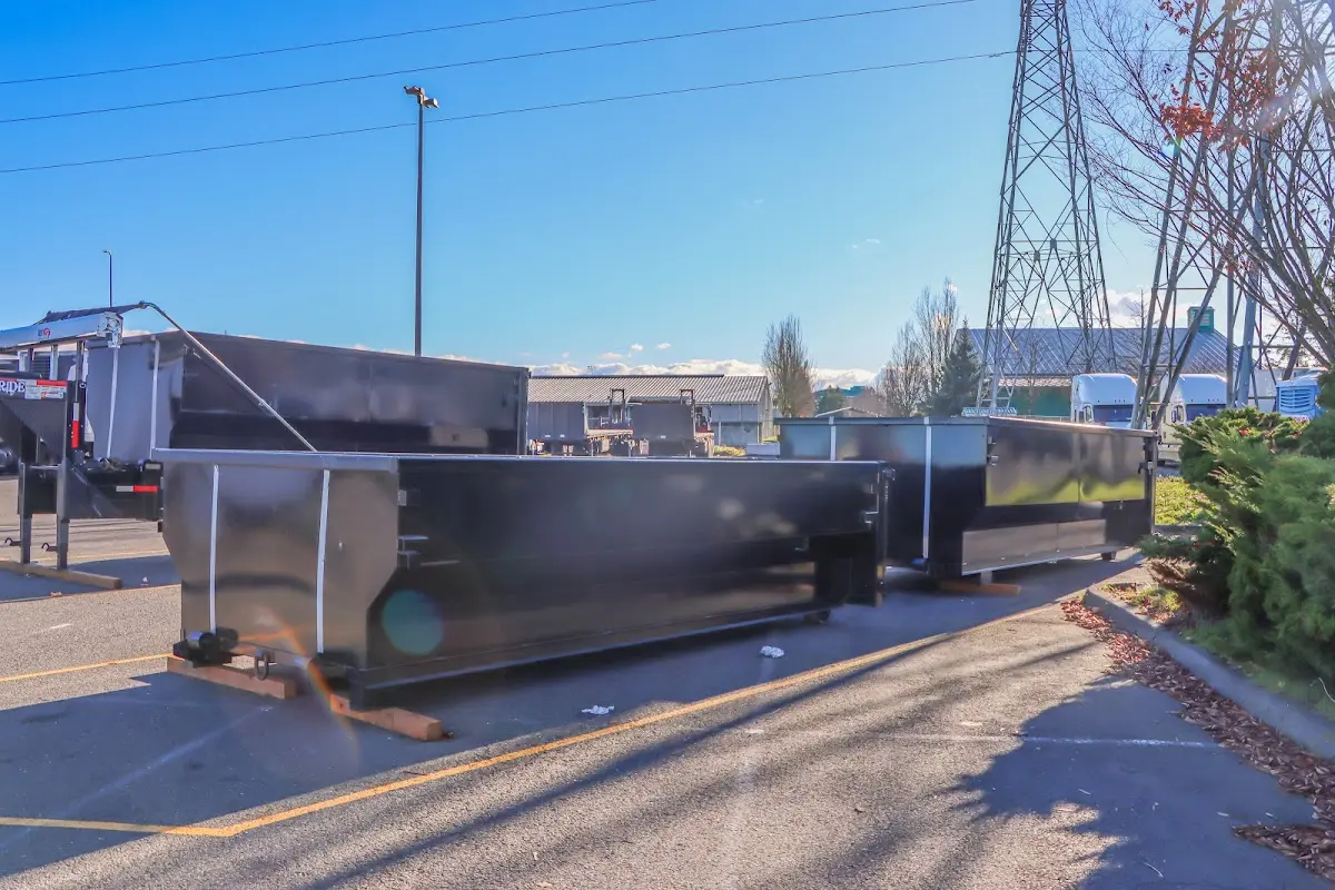 Roll-off dumpster ready for waste disposal at job site for 12 Yard Dumpster Rental in Wright City